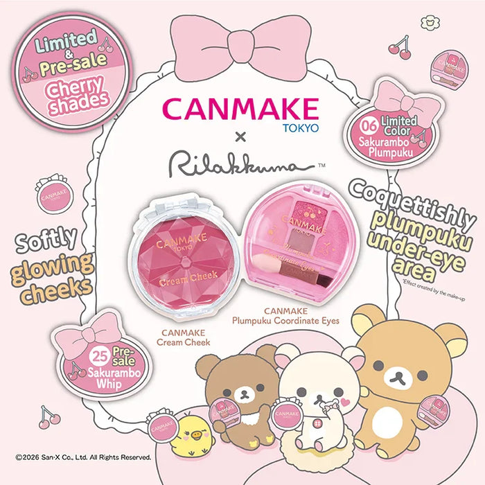“CANMAKE×Rilakkuma”Cherry shades creates plump under eye area and soft cheeks♡
